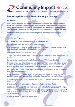 Fundraising Information Sheet - Running a Quiz Night