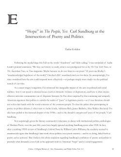 &ldquo;Hope&rdquo; in The People, Yes: Carl Sandburg at the Intersection