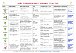 Junior Cricket Programs at Beaumaris Cricket Club