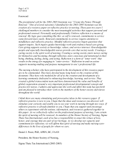 Scholarship of Reflective Practice