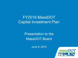 FY2016 MassDOT Capital Investment Plan