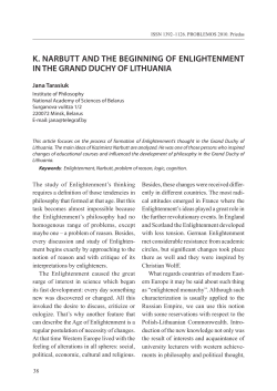 K. NARBUTT ANd THE BEGINNING Of ENLIGHTENMENT IN THE