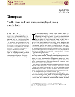 Youth, class, and time among unemployed young men in