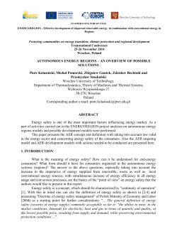 AUTONOMOUS ENERGY REGIONS &ndash; AN OVERVIEW OF