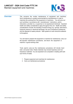 Maintain equipment and machines