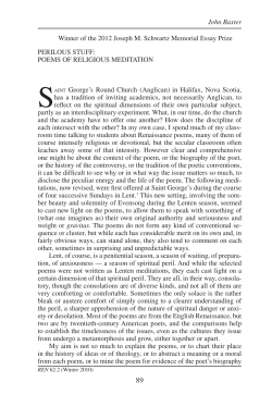 John Baxter PERILOUS STUFF: POEMS OF RELIGIOUS