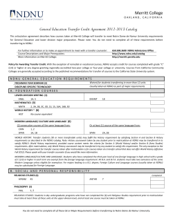 Merritt College General Education Transfer Credit Agreement 2012