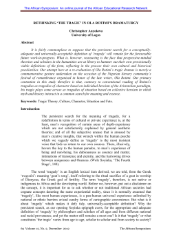 rethinking `the tragic` in ola rotimi`s dramaturgy