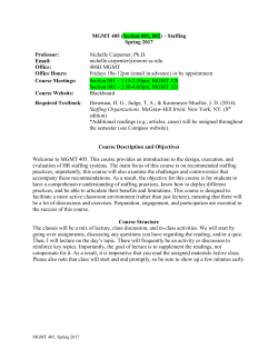 MGMT 405 (Section 001, 002) – Staffing Spring 2017 Professor