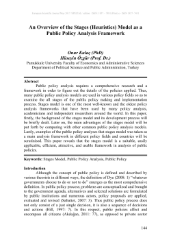 An Overview of the Stages (Heuristics) Model as a Public Policy