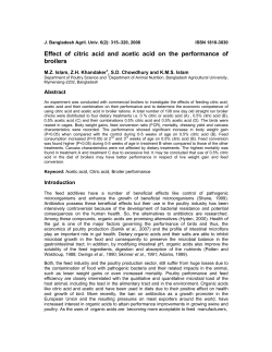 Effect of citric acid and acetic acid on the