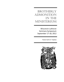 BROTHERLY ADMONITION IN THE MINISTERIUM