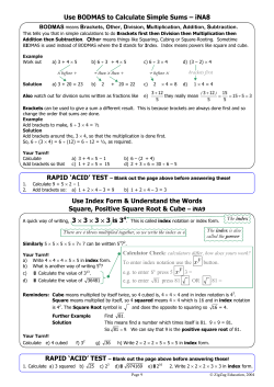 Use BODMAS to Calculate Simple Sums &ndash; iNA8 Use