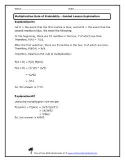 Multiplication Rule of Probability Guided Lesson Explanation