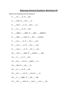 Balancing Chemical Equations Worksheet #3