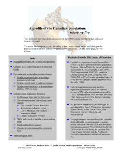 A profile of the Canadian population: where we live