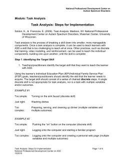 Task Analysis: Steps for Implementation