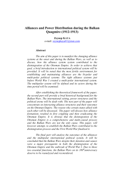 Alliances and Power Distribution during the Balkan Quagmire (1912
