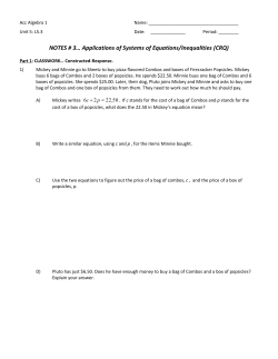 NOTES # 3… Applications of Systems of Equations/Inequalities (CRQ)