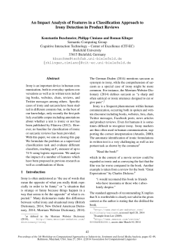 An Impact Analysis of Features in a Classification Approach to Irony