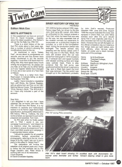 MGA Twin Cam Supplement October 1987