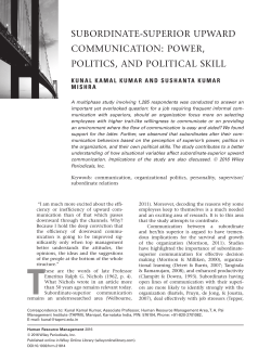 Subordinate-Superior Upward Communication: Power, Politics, and