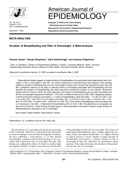 Duration of Breastfeeding and Risk of Overweight: A Meta