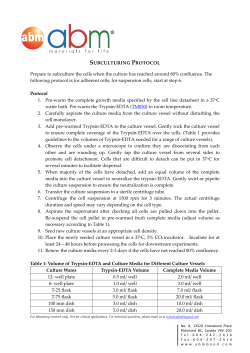 SUBCULTURING PROTOCOL Prepare to subculture the cells when