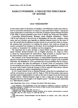 rabaut-pommier, a neglected precursor of jenner