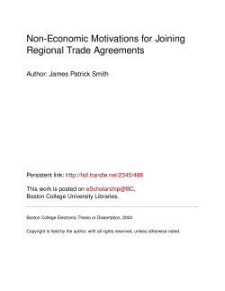 Non-Economic Motivations for Joining Regional Trade Agreements