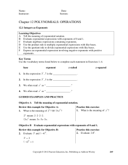 Chapter 12 POLYNOMIALS: OPERATIONS