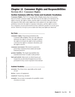 Chapter 23 Consumer Rights and Responsibilities