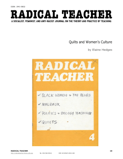 Quilts and Women`s Culture - Radical Teacher