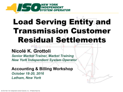 Load Serving Entity and Transmission Customer Residual Settlements