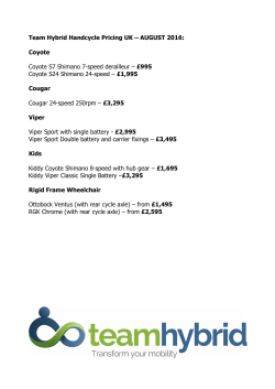 Team Hybrid Handcycle Pricing UK &ndash; AUGUST 2016: Coyote