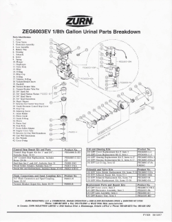 ZEG6003EV 1/8th Gallon Urinal Parts - Engineering Data