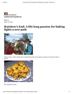 Rainbow`s End: A life-long passion for baking lights a new path