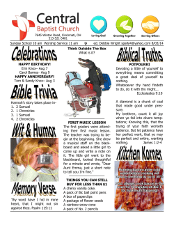 Hannah`s story takes place in - Central Baptist Church Cincinnati, OH