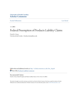 Federal Preemption of Products Liability Claims