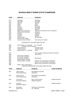 NCHSAA MEN`S TENNIS STATE CHAMPIONS