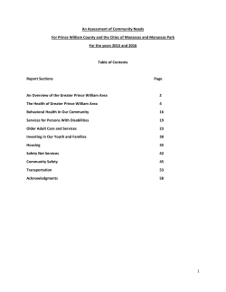 1 An Assessment of Community Needs For Prince William County