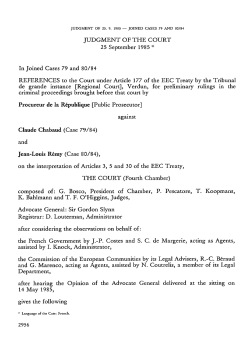 JUDGMENT OF THE COURT 25 September 1985 * In Joined