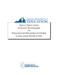 ADULT EDUCATION CONTENT STANDARDS ENGLISH FOR