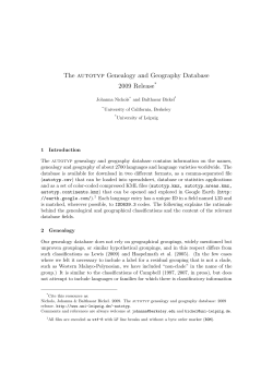 The autotyp Genealogy and Geography Database 2009 Release