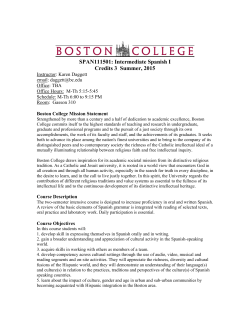 SPAN111501: Intermediate Spanish I Credits 3 Summer, 2015