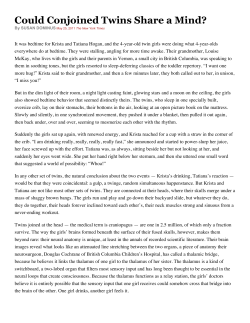 Could Conjoined Twins Share a Mind?