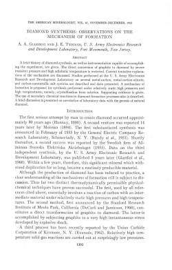 DIAMOND SYNTHESIS: OBSERVATIONS ON THE MECHANISM
