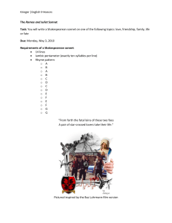 Krieger |English 9 Honors The Romeo and Juliet Sonnet Task: You