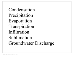 Condensation Precipitation Evaporation Transpiration Infiltration