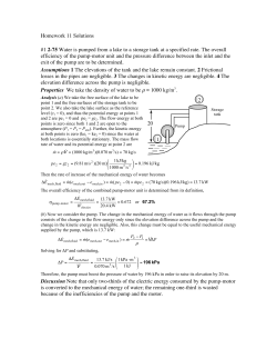 Homework 11 Solutions #1 2-75 Water is pumped from a lake to a